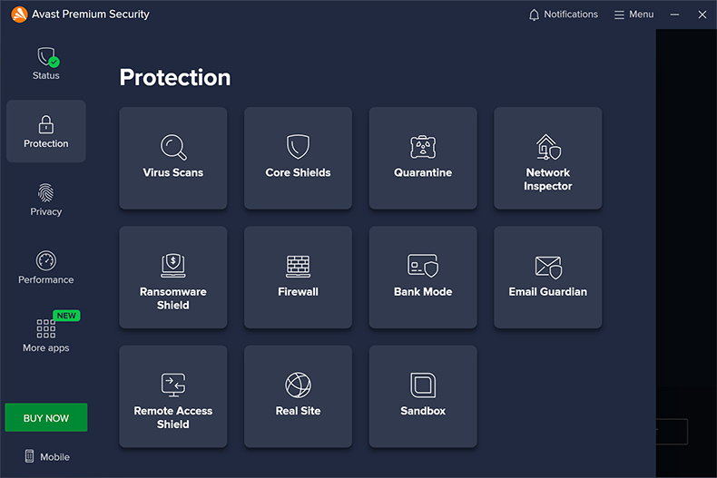 Avast Premium Security dispositifs de protection