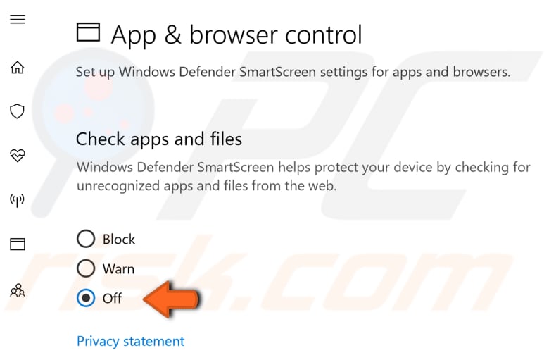 désactiver Windows SmartScreen étape 2