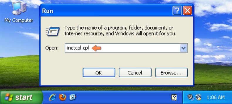 Restauration des paramètres à défaut d'Internet Explorer dans Windows XP