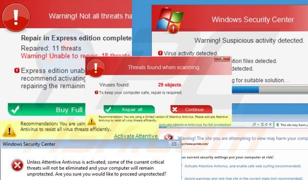 L'Antivirus Attentive génère des faux pop ups  d'avertissement de sécurité