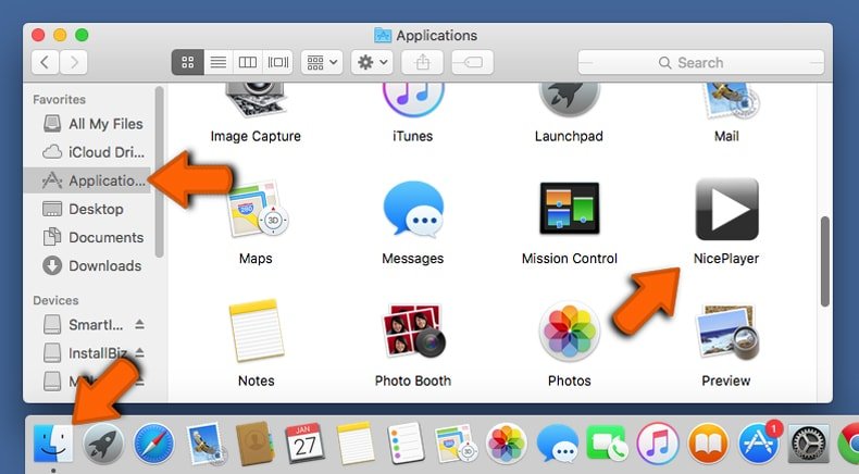 suppression du pirate de navigateur Mac du dossier d'applications