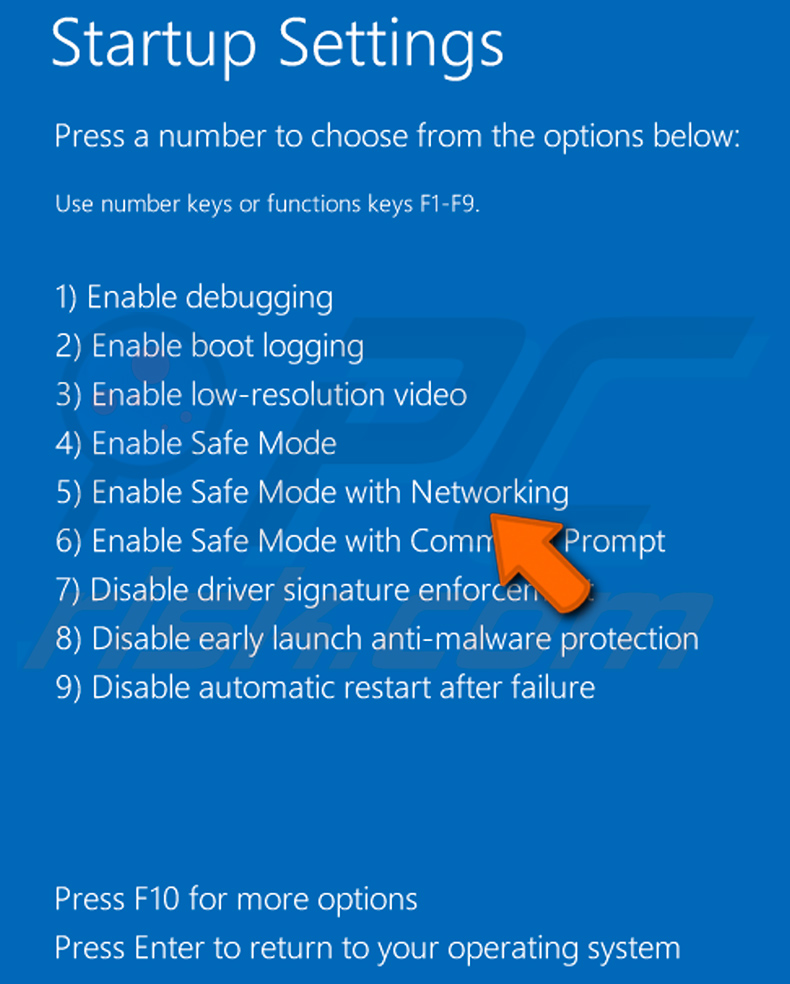 Exécuter Windows 10 en mode sans échec avec mise en réseau