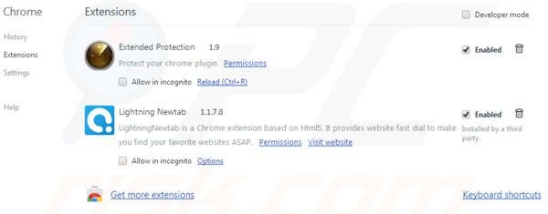 Suppression des extensions d'Aartemis dans Google Chrome 
