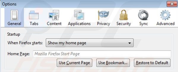 Suppression de la page d'accueil de Hometab dans Mozilla Firefox