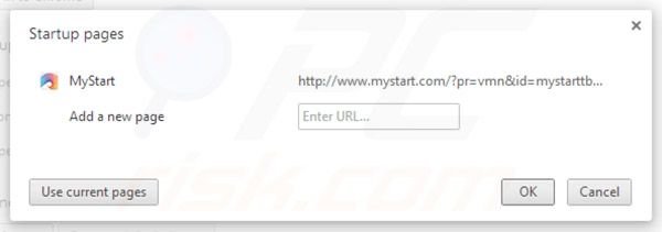 Suppression de la page d'accueil de mystart.com dans Google Chrome 