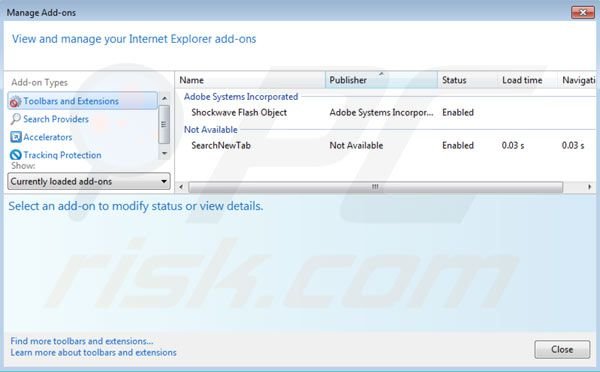 Suppression des extensions de websearch.searchbomb.info dans Internet Explorer 