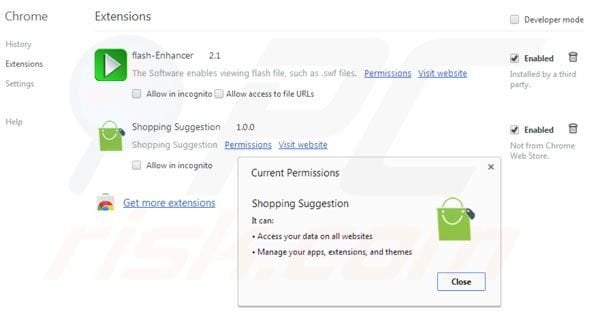Suppression de Shopping suggestion dans Google Chrome étape 2