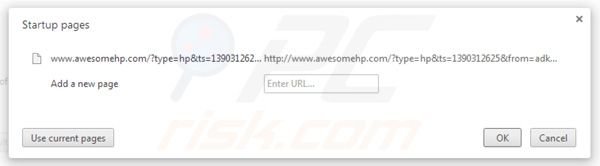 Suppression de la page d'accueil de awesomehp.com  dans Google Chrome