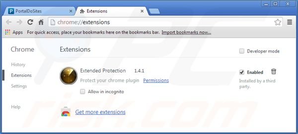 Su^^ression des extensions reliées à portaldosites.com dans Google Chrome 