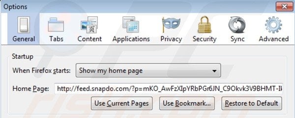 Suppression de la page d'accueil de la smartbar shopping helper dans Mozilla Firefox 