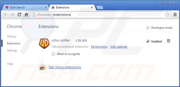 Suppression des extensions de la barre d'outils d'iminent dans Google Chrome 