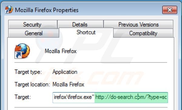 Suppression du raccourci cible de 22find.com dans Mozilla Firefox étape 2