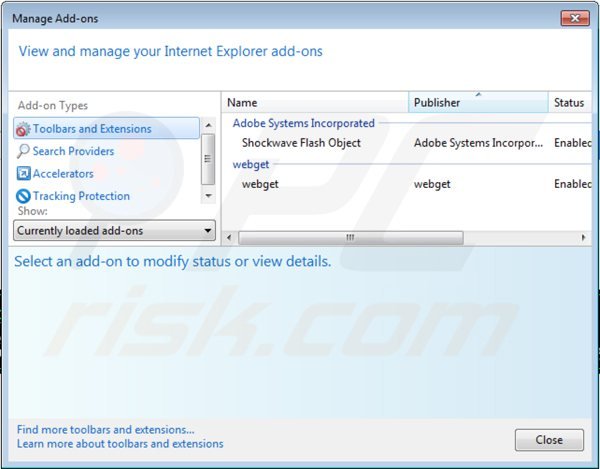 Suppression des extensions reliées à rocket-find.com dans Internet Explorer