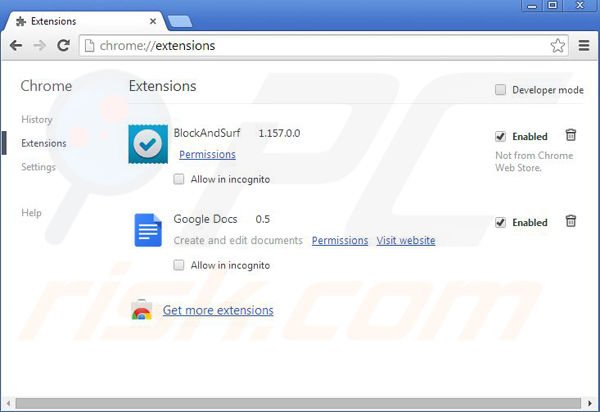 Suppression de SaferSurf dans Google Chrome étape 2