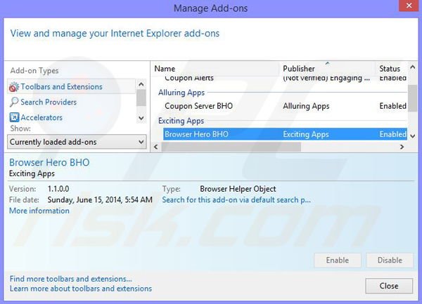 Suppression des publicités BrowserChampion dans Internet Explorer étape 2