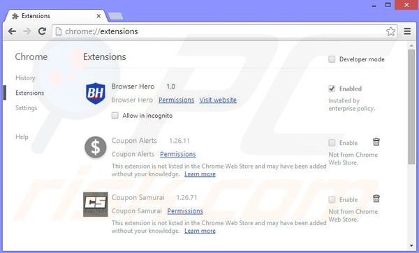 Suppression des publicités Browser Guard dans Google Chrome étape 2