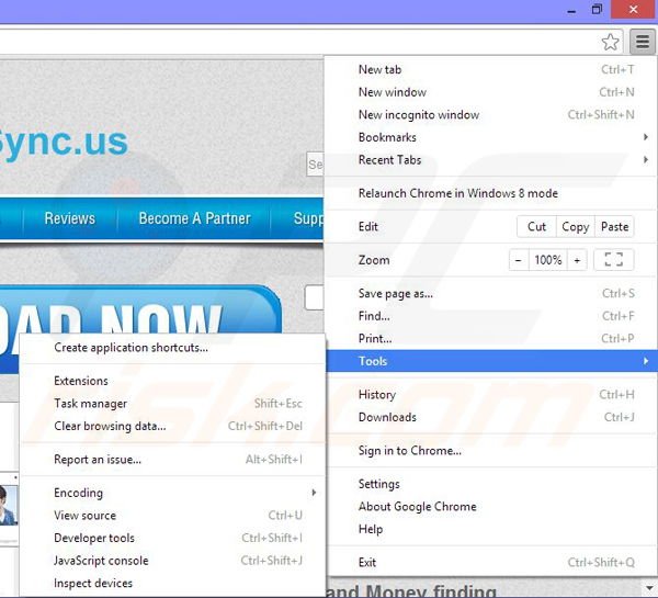 Suppression des publicités BrowserSync dans Google Chrome étape 1