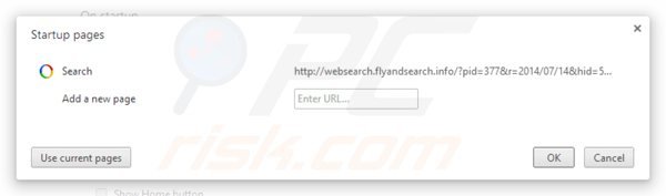 Suppression de la page d'accueil de websearch.flyandsearch.info dans Google Chrome 