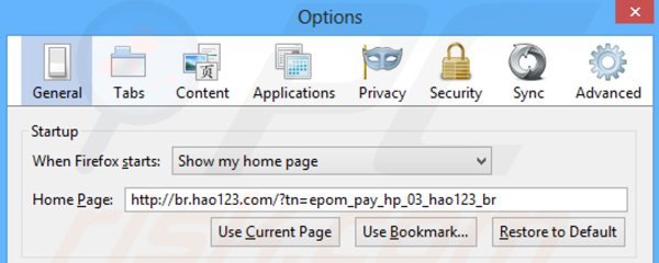 Suppression de la page d'accueil d'hao123.com dans Mozilla Firefox 