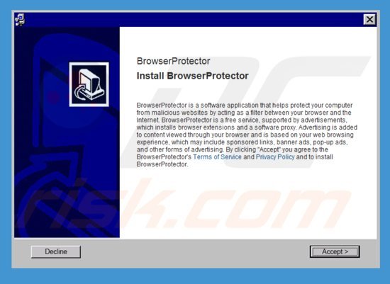 Installateur du logiciel de publicité browserprotector 