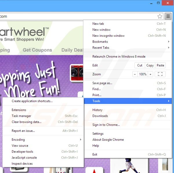 Suppression des publicités Cartwheel Shopping dans Google Chrome étape 1