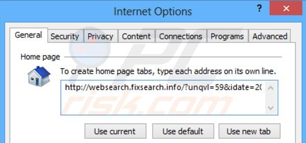 Suppression de la page d'accueil de websearch.fixsearch.info dans Internet Explorer 