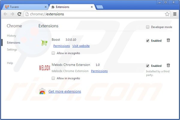 Suppression des publicités Melodx dans Google Chrome étape 2