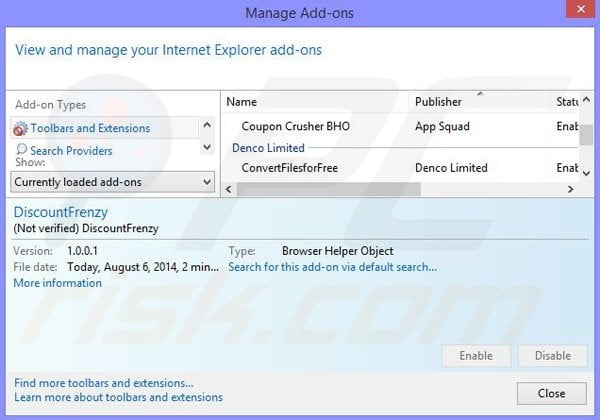 Suppression des publicités Meteoroids dans Internet Explorer étape 2