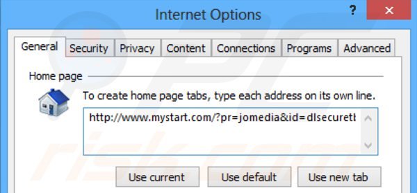 Suppression de la redirection vers la page d'accueil dlsecure dans Internet Explorer 
