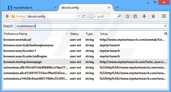 Suppression du moteur de recherche par défaut de mystartsearch.com dans Mozilla Firefox 