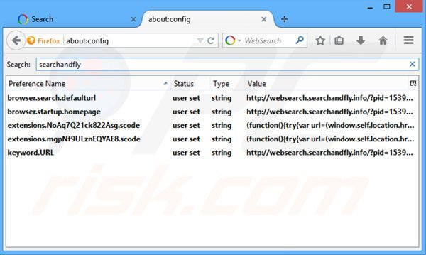 Suppression du moteur de recherche par défaut de websearch.searchandfly.info dans Mozilla Firefox
