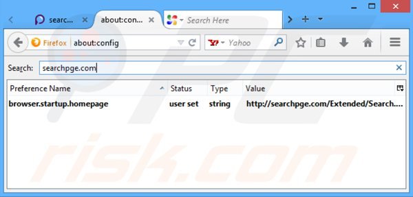 Suppression du moteur de recherche par défaut de searchpge.com dans Mozilla Firefox 