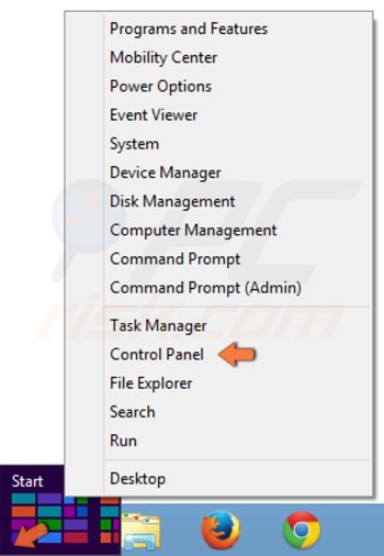 Activer le compte invité dans Windows 8 étape 1 - accéder au Panneau de Configuration
