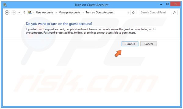 Activer un compte d'utilisateur invité dans Windows 8 étape 4 – cliquez