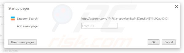 Suppression de la page d'accueil de lasaoren.com dans Google Chrome 