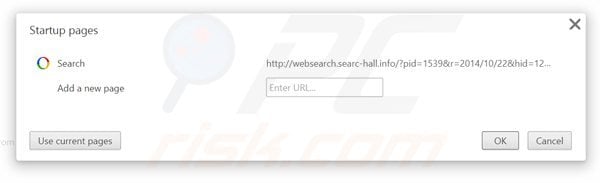 Suppression de la page d'accueil de websearch.searc-hall.info dans Google Chrome 
