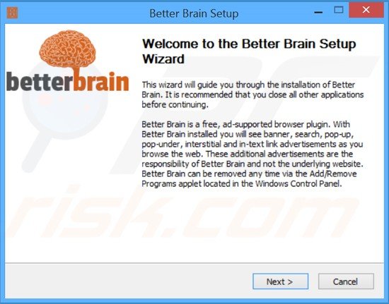 Configuration de l'installation du logiciel de publicité BetterBrain