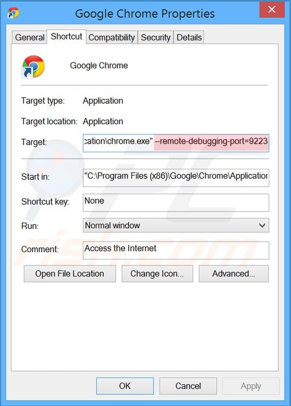 Suppression des entrées du raccourci cible de smartbar showpass dans Google Chrome étape 2