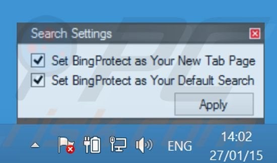 BingProtect changeant les paramètres du navigateur 