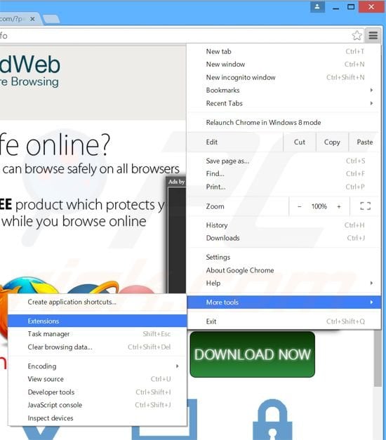 Suppression des publicités GuardedWeb  dans Google Chrome étape 1