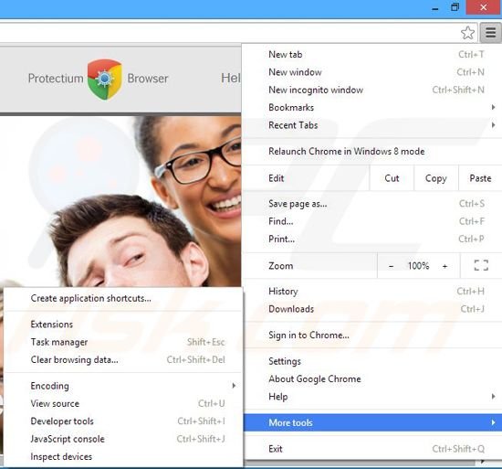 Suppression des publicités Protectium dans Google Chrome étape 1