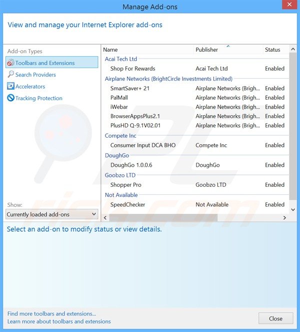 Suppression des extensions reliées à www-searching.com dans Internet Explorer