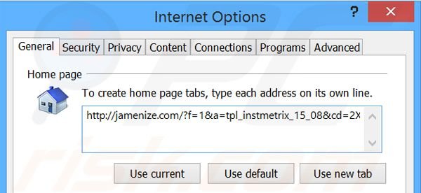 Suppression de la page d'accueil de jamenize.com dans Internet Explorer