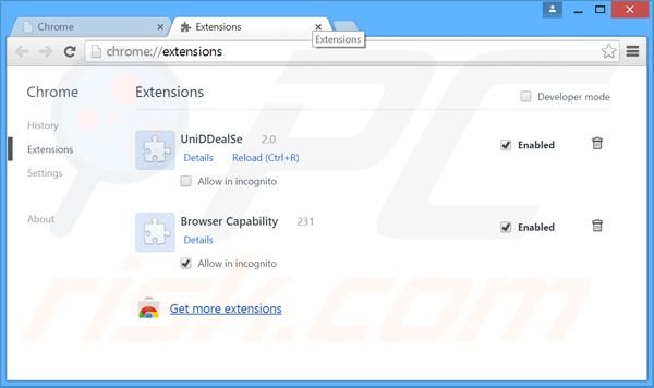 Suppression des extensions reliées à websearch.swellsearch.info dans Google Chrome 