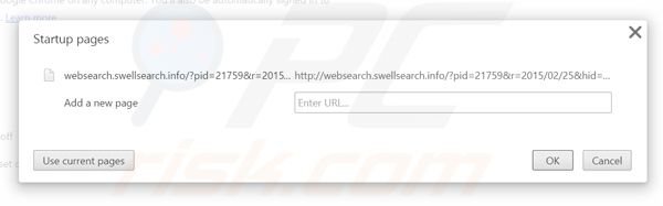 Suppression de la page d'accueil de websearch.swellsearch.info dans Google Chrome 