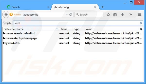 Suppression du moteur de recherche par défaut de websearch.swellsearch.info dans Mozilla Firefox 