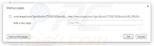 Suppression de la page d'accueil de dregol.com dans Google Chrome 