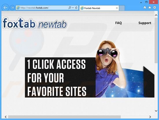 Site web publicisant le pirate de navigateur search.foxtab.com 