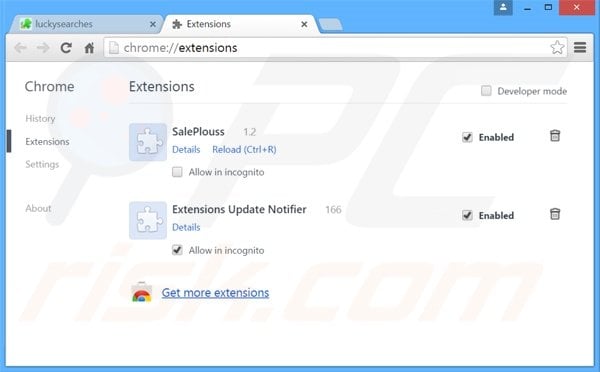 Suppression des extensions reliées à homepage-web.com dans Google Chrome 