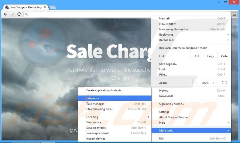 Suppression des publicités Sale Charger dans Google Chrome étape 1